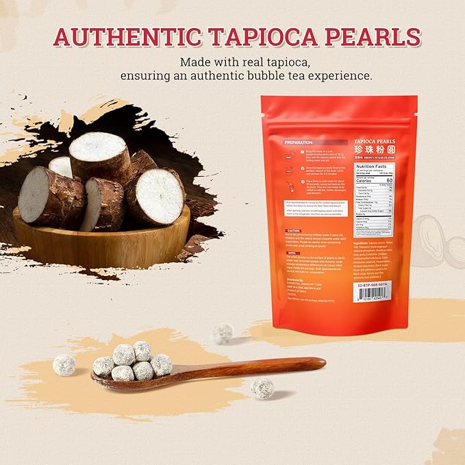 52USA Boba Tapioca Pearl, Black Sugar Flavor, Fresh Bubble Tea Pearl, 8.8 Oz (Pack of 2) – Ready in 5 Minutes, Soft & Chewy Black Tapioca Pearls for Milk Tea, Coffee, Smoothies & Desserts