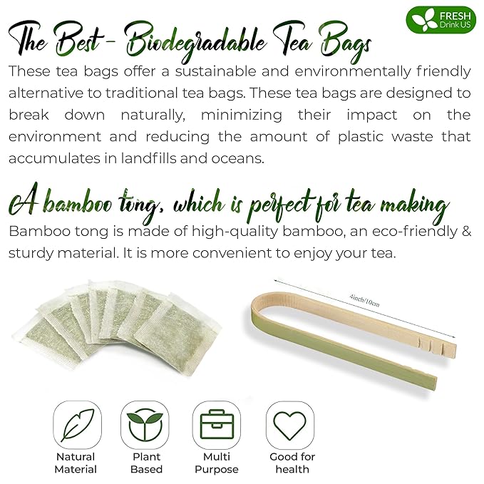 FreshDrinkUS Premium 135 Papaya Leaf Tea Bags, 100% Natural & Pure. Loose Leaf Herbal Tea. Made with Natural Material Tea Bags. No Sugar, No Caffeine, No Gluten, Vegan