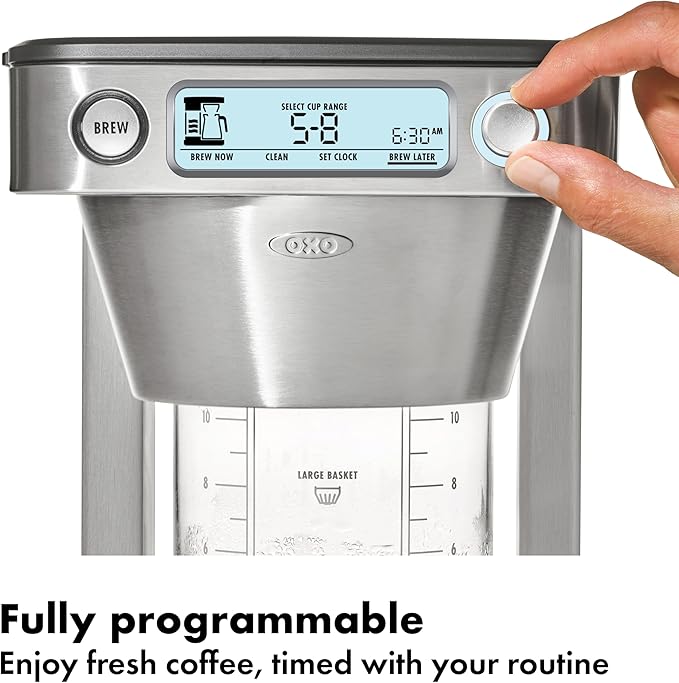 OXO Brew 12-Cup Coffee Maker With Podless Single-Serve Function,Silver