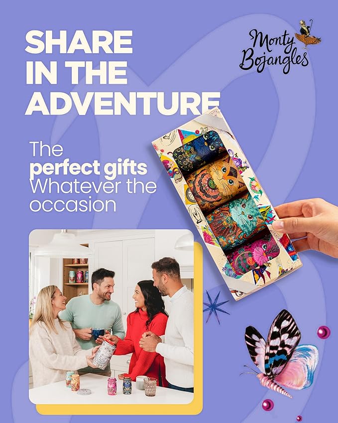 Monty Bojangles Cocoa Dusted Chocolate Truffles Cat Tin (Savanna Gold - 4.7oz) Flutter Scotch Flavored Luxury Chocolatey Truffles - Collectable Cat Tin, Chocolate Gift Box With Bespoke Design