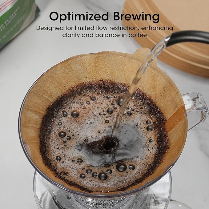 V60 Coffee Filters 02, ONIOU Unbleached Size 02 Cone Coffee Filters, 100 Count Natural Brown Pour Over Paper Filters for Hario V60 & Others 1–4 Cup Coffee Dripper