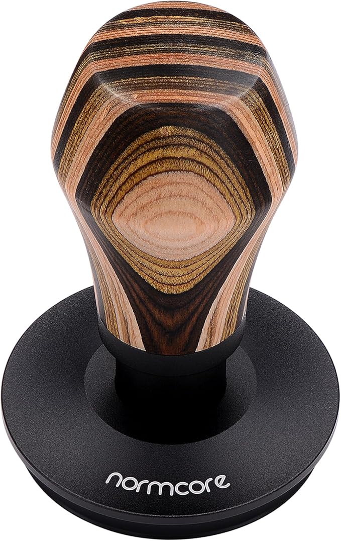 Normcore 58mm Espresso Tamper V4.1, Spring Loaded Coffee Tamper Compatible with 58mm Portafilter Baskets, Titanium PVD Coating Flat Base, Colorful Wood Handle