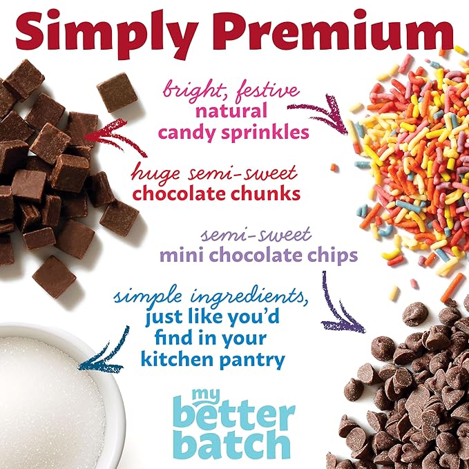 My Better Batch Double Chocolate Chip Cookie Mix, Gourmet Baking Mix for Homemade Taste, 4 Pack (Makes 64 Cookies Total)