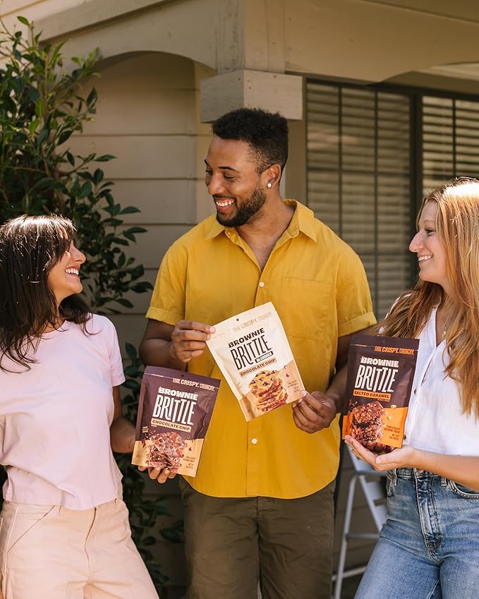 Brownie Brittle – Chocolate Chip Blondie Thin and Crispy Sweet Snacks (Pack of 6, 5 oz), Rich Gourmet Brownie Bites Dessert
