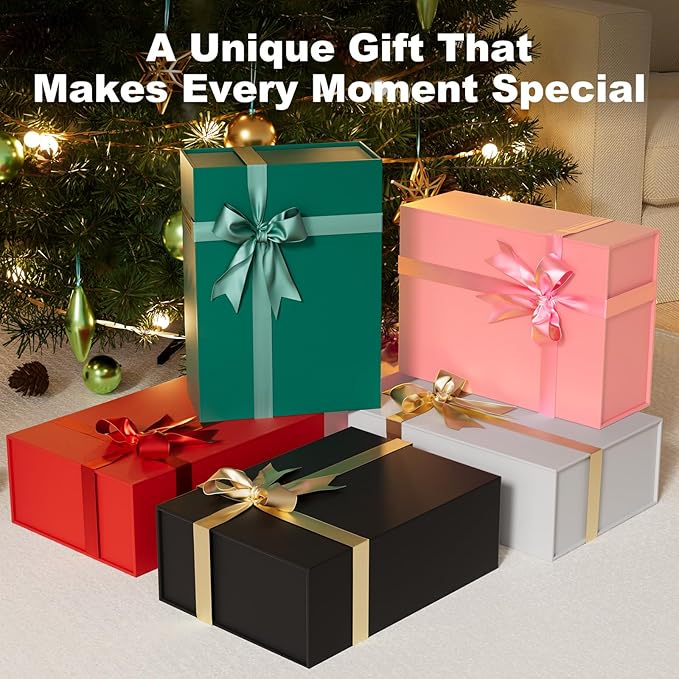 Large Red Gift Box with Lid: 2 Pack 13.5×10×5 Inches - Strong Magnetic Closure for Valentines Christmas Bridesmaid Gifts – Perfect for Couples Friends Family