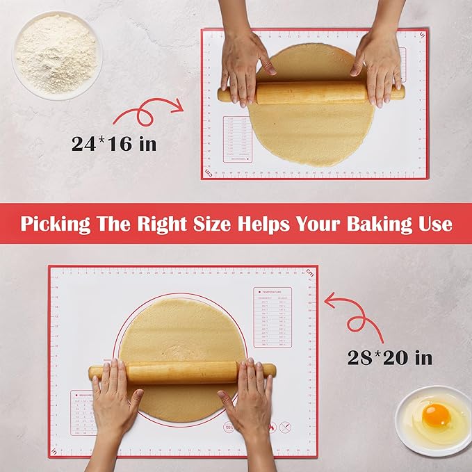 BlueBark 2 PCS - 28"L x 20"W Non-stick Silicone Baking Mat for Pastry & Dough, Sourdough Bread Making Tools, Kitchen Counter, Cooking Enthusiasts