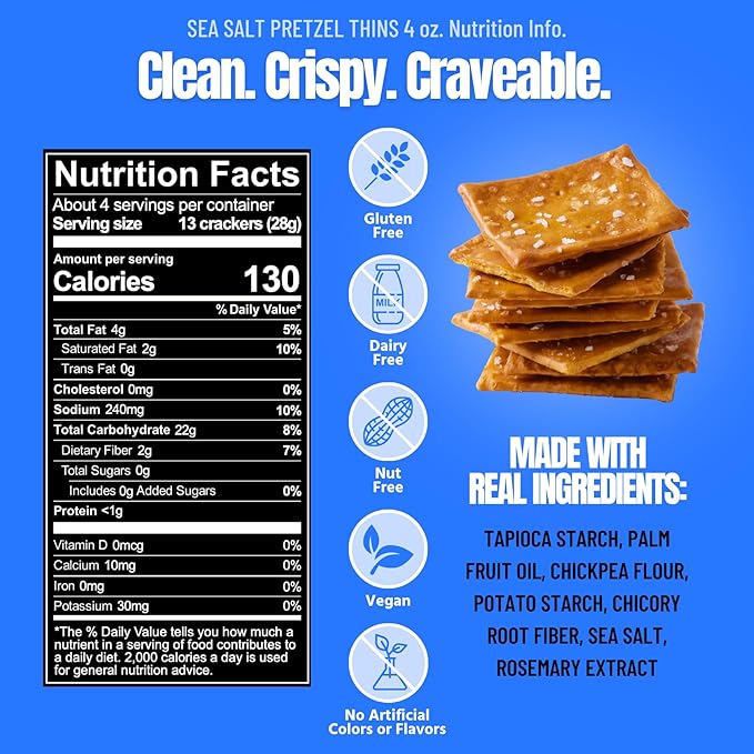 Every Body Eat Snack Pretzel Thins, Allergen Friendly, Vegan, Gluten Free and Grain Free (2 Count, Pretzel)