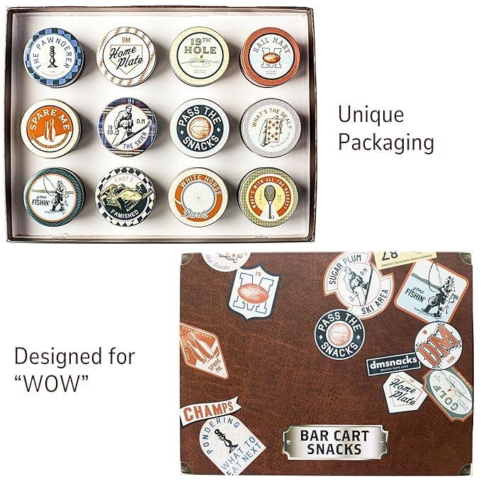Snack Box Gift Basket, Birthday Gift for Men, Women, Food Care Package, Unique Tins of Assorted Nuts, Snacks in Stunning Case - Treat for Men, Women, Dad, Friends, Family
