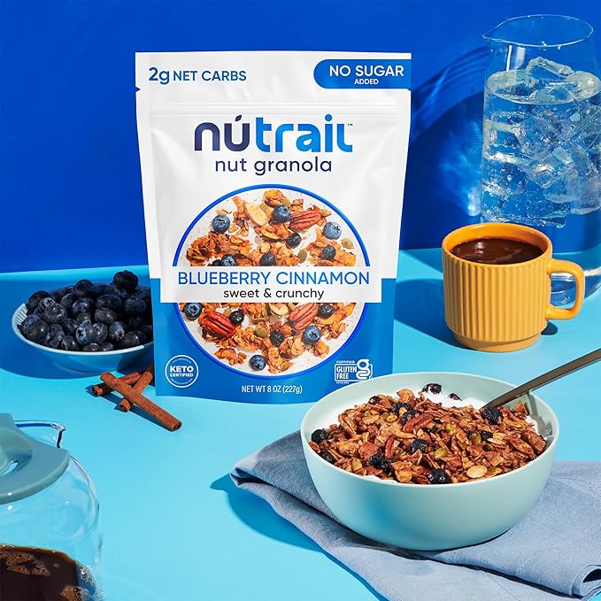 NuTrail Nut Granola, Variety Pack, No Sugar Added, Gluten Free, Grain Free, Keto, Low Carb, Healthy Breakfast Cereal 8 oz. 6 Count
