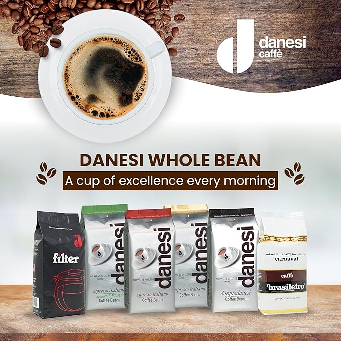 Danesi Caffe Italian Whole Coffee Beans - Espresso Coffee Beans and Medium Roast Whole Bean - Perfect for Espresso Machines, French Press, and Home Brewing - Gold (4.5 lb)