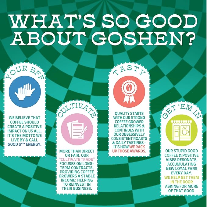Goshen Coffee Roasters Whole Bean Black Dog Espresso Blend | Dark Roast, Espresso or Brewed | Award-Winning, Natural and Washed | Roasted Nuts, Molasses, Dark Cocoa Flavors | 12 Oz Bag
