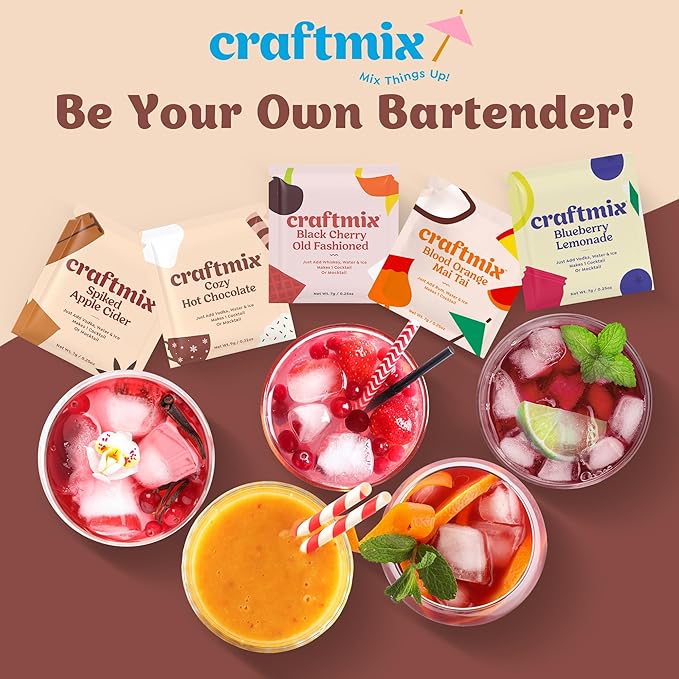 Craftmix Cozy Hot Chocolate Mix - Instant Hot Cocoa Drink Mix Packets - Made with Real Cocoa Beans - Add Milk or Water - Vegan, Low-Carb, Low-Sugar, Dairy-Free, Gluten-Free, 12 Pack