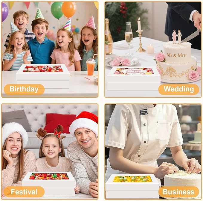 15 PCS Sheet Cake Boxes, 19x14x4 Rectangle Cake Box, Half Sheet Cake Box, White Baking Boxes, Large Bakery Boxes, Cajas Para Pasteles, 19x14 Cake Boxes for Birthday, Wedding, Party, Business