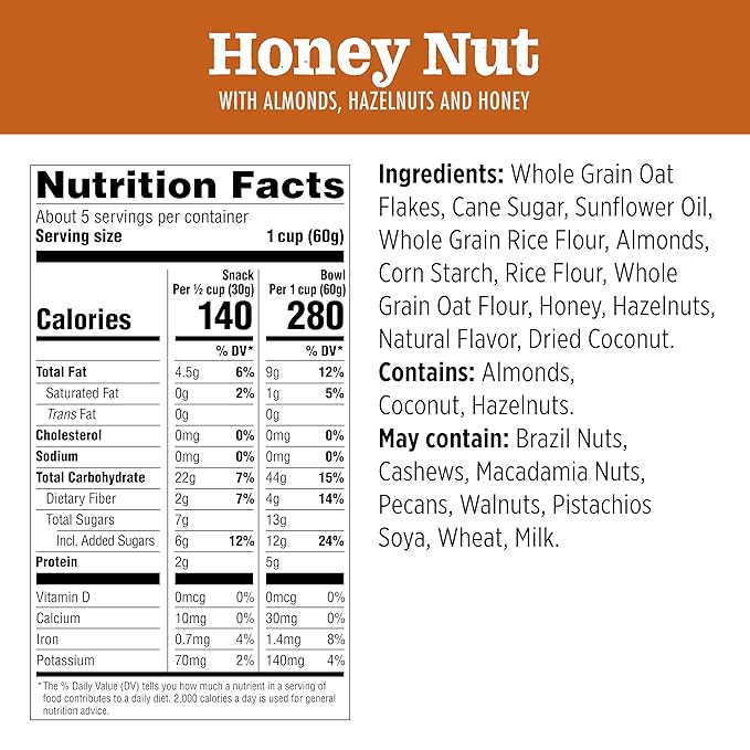 Jordans Cereals | Delightfully Crisp Slow-baked Granola | No Artificial Flavors, Colors, or Preservatives | Healthy Snacks for Adults & Kids | 11.4 oz (325 Grams, Honey Nut)