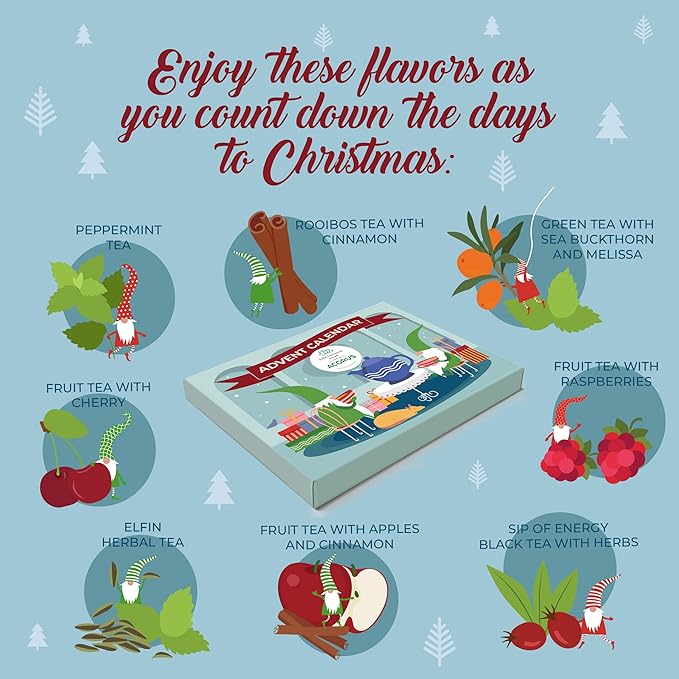 Tea Advent Calendar 2025 Elfin by Acorus - 8 Christmasy flavors – 24 tea bags For The Christmas Countdown - Gift Idea For Christmas - Limited Edition