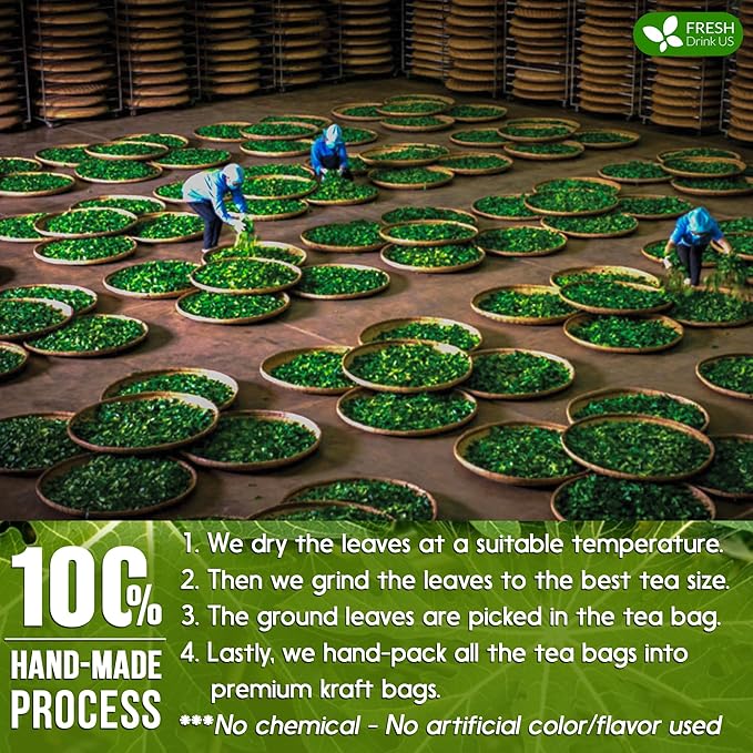 FreshDrinkUS Premium 135 Papaya Leaf Tea Bags, 100% Natural & Pure. Loose Leaf Herbal Tea. Made with Natural Material Tea Bags. No Sugar, No Caffeine, No Gluten, Vegan