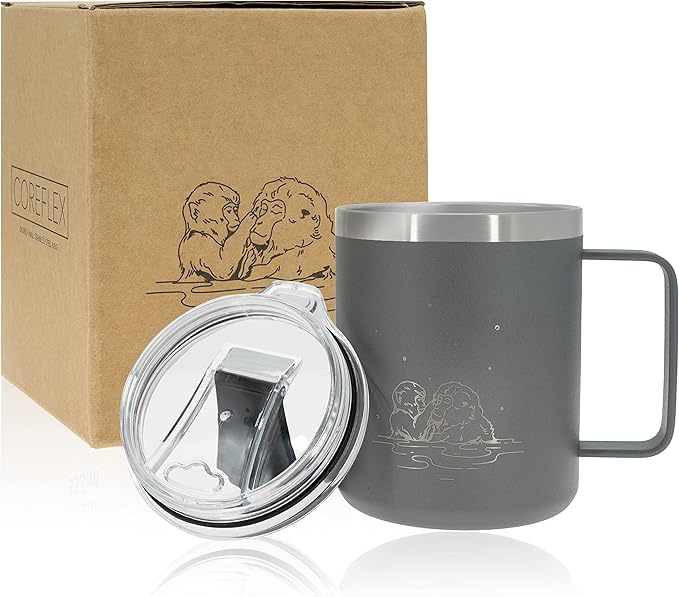 COREFLEX 12 oz Insulated Coffee Mug with Handle & Lid, Stainless Steel Double Walled Vacuum Insulated Tumbler,Travel Coffee Cup Thermal - Home, Office, Travel, Outdoor, Camping