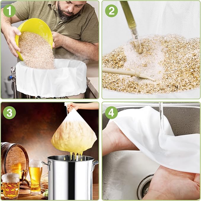 Chumia 10 Pack Brew Bags Reusable Extra Large 26 x 22'' Fine Mesh Strainer Cold Brew Filters Drawstring Cheese Cloth Straining Bags Wine Making Supplies for Fruit Cider Beer