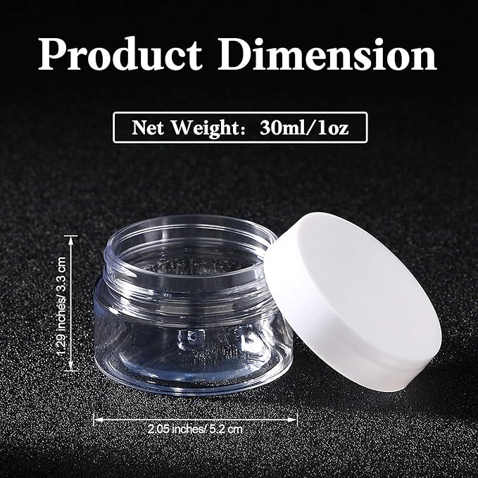 Patelai 4 Pieces Round Wide-mouth Leak Proof Plastic Container Jars with Lids for Travel Storage Makeup Beauty Products Face Creams Oils Salves Ointments DIY Making(1 Ounce,White)