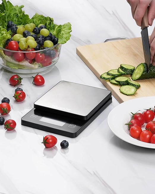 Food Scale, 11lb Digital Kitchen Scale with 10 Units LCD Display and Tare Function, 0.05oz/1g Precise Graduation, Compact Design for Baking, Healthy Cooking,Meal Prep, 304 Stainless Steel
