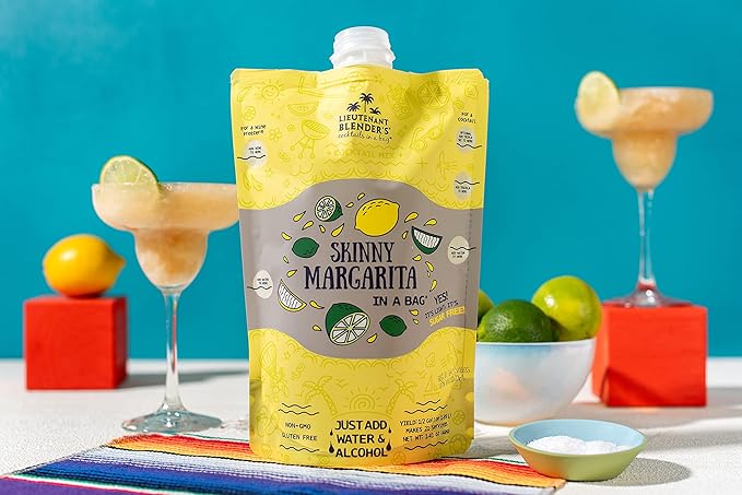 Lt. Blender's Skinny Margarita in a Bag - Skinny Margarita Mix - Each Bag Makes 1/2 Gallon of Keto Friendly Skinny Mixes – Low Carb Margarita Mix – Add Liquor, Wine or as Mocktails (Pack of 3)