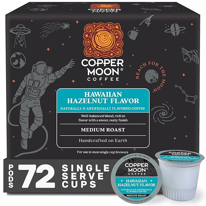 Copper Moon Hawaiian Hazelnut Coffee Pods for Keurig K-Cup Brewers, 72 Count