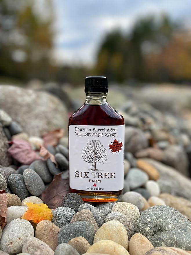 Bourbon Barrel Aged 100% Pure State of Vermont Maple Syrup, 200ml Glass Flask – Grade A Very Dark - Rich Oak & Caramel Flavor – Artisan Small Batch Syrup - Great Gift for Food & Bourbon Lovers - Handcrafted in VT