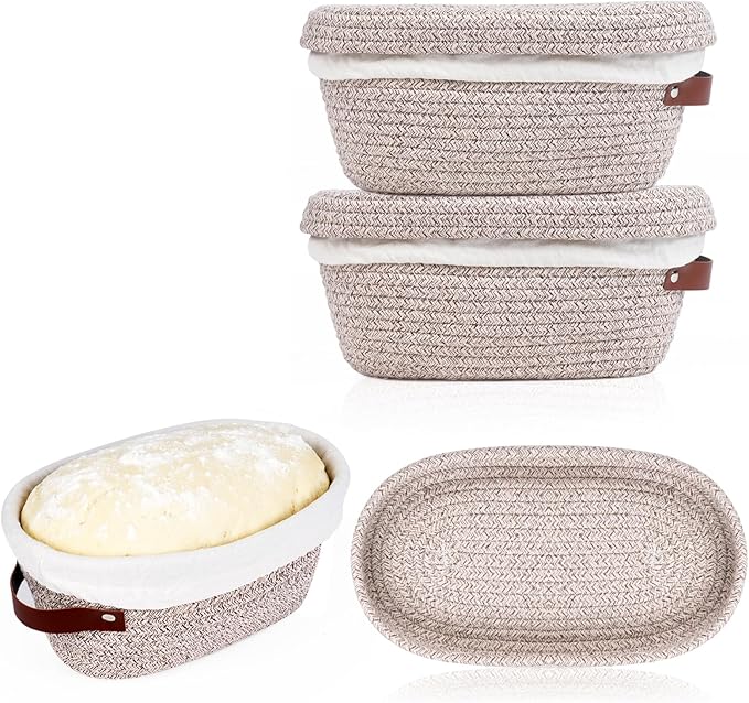 Stackable Cotton Banneton Proofing Basket Set– 2 x 10 inch Round Bread Basket, Sourdough Baking Tools for Artisan Bread Makers