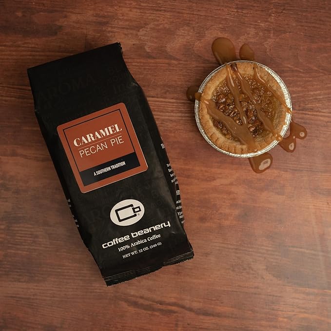 Caramel Pecan Pie Flavored Coffee, Specialty Arabica Coffee, Medium Roast, 12 ounce, Automatic Drip (Ground)