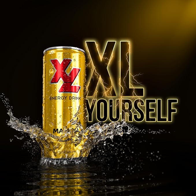 XL Energy Drinks Sugar Free 24 pack Mango Flavor Zero Sugar Energy Drinks - Boost Focus and Energy with Sugar Free Energy Drinks - Pre Workout Drink, Carbonated Mango Energy Drink - Sugar Free Drinks