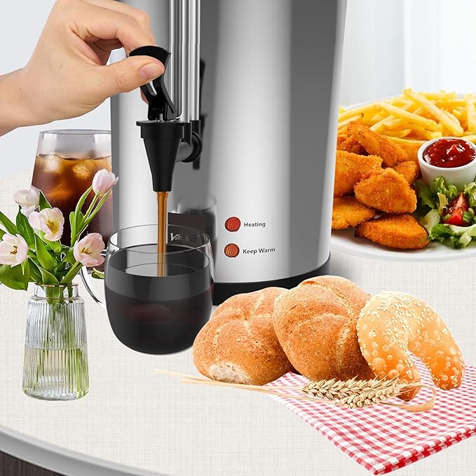 Valgus Commercial Stainless Steel Coffee Urn 135-Cup 20L Large Capacity Coffee Maker Hot Water Urn with Percolator Automatic Temperature Control for Large Events, Parties, Weddings