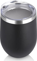 DOMICARE Stainless Steel Wine Tumbler Bulk with Lid, Personalized Insulated Tumblers Set, 12oz Travel Coffee Cups Pack of 1, Black