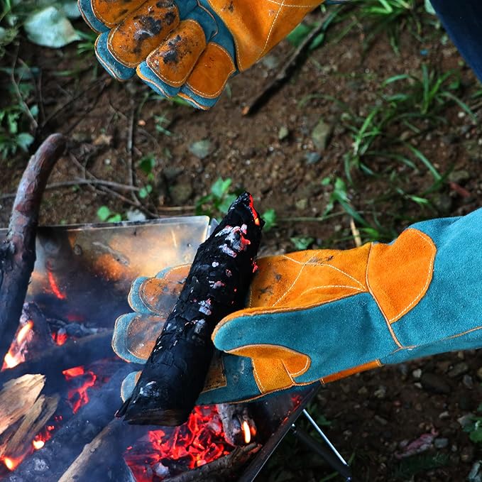 BEETRO 932℉ Heat Resistant Forge/Mig/Stick Welding Gloves for Oven/Grill/Fireplace/Furnace/Stove/Pot Holder/Wood Burner