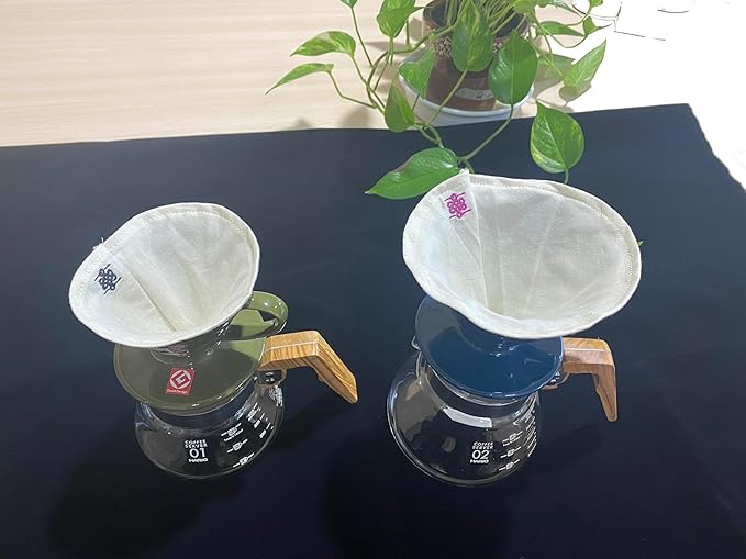 (3-PACK) ATHIA coffee filter for Chemex, Hario V60, 100% cotton Reusable Cone Shape Cloth Filter, 3-pack for 1-4 Cup Pour-over Drippers, Eco-friendly Alternative to Paper Filters