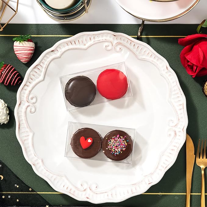 RomanticBaking 50 PCS 4.17" x 2.16" x 1.37" Macaron Boxes for 2 Mini Treat Boxes for Chocolate Covered Orec, Chocolate Truffle,Browines &Pastry Candy Boxes