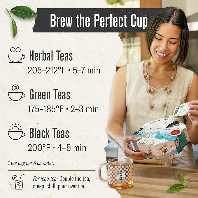 Numi Organic Tea By Mood Gift Set, 40 Tea Bag Assortment, Premium Organic Black, Pu-erh, Green, Maté, Rooibos & Herbal Teas