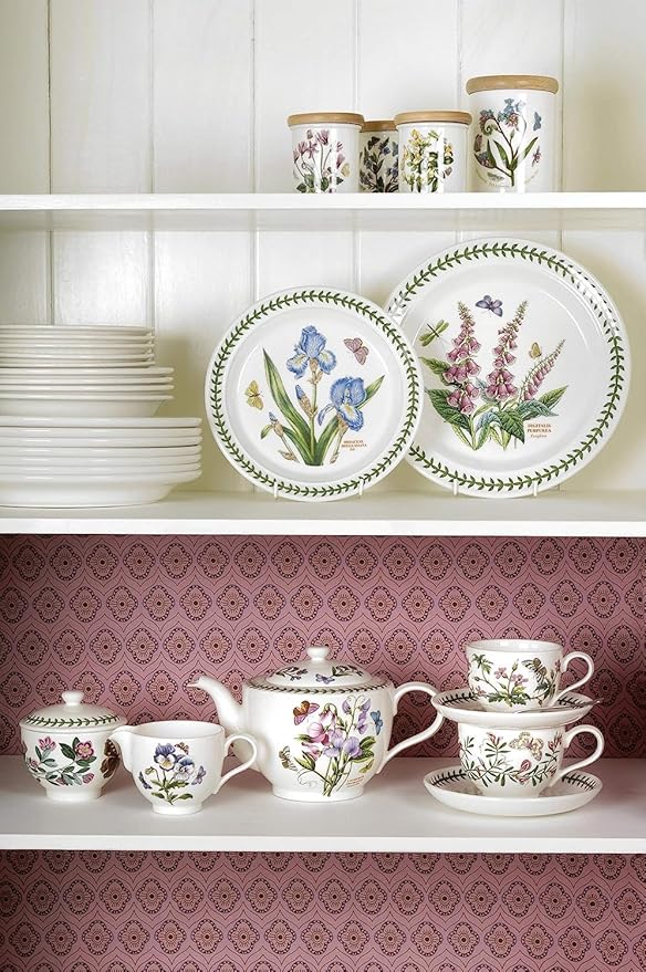Portmeirion Botanic Garden 20oz Porcelain Mug, Sweet Pea Motif - Floral Coffee or Tea Cups with Chip Resistant Glaze, Microwave & Dishwasher Safe Drinkware Set - Floral Tea Party Décor