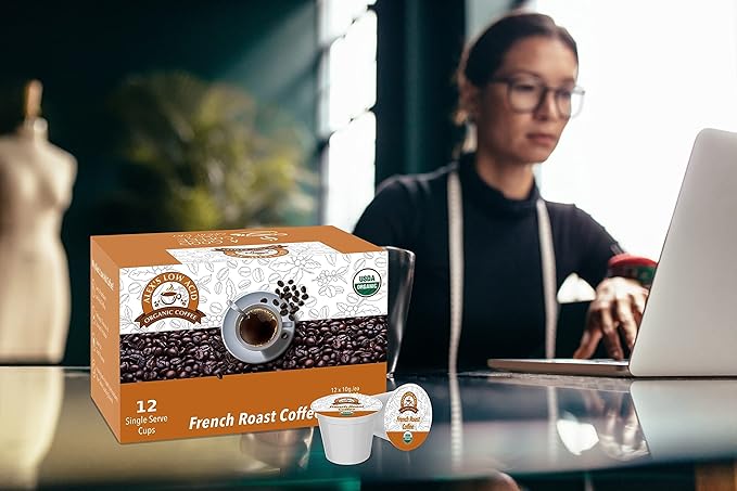 Alex’s Low Acid Organic Coffee | Created to Limit Heartburn, Acid Reflux & Stomach Irritation | French Roast | Pack of 12 K-Cups