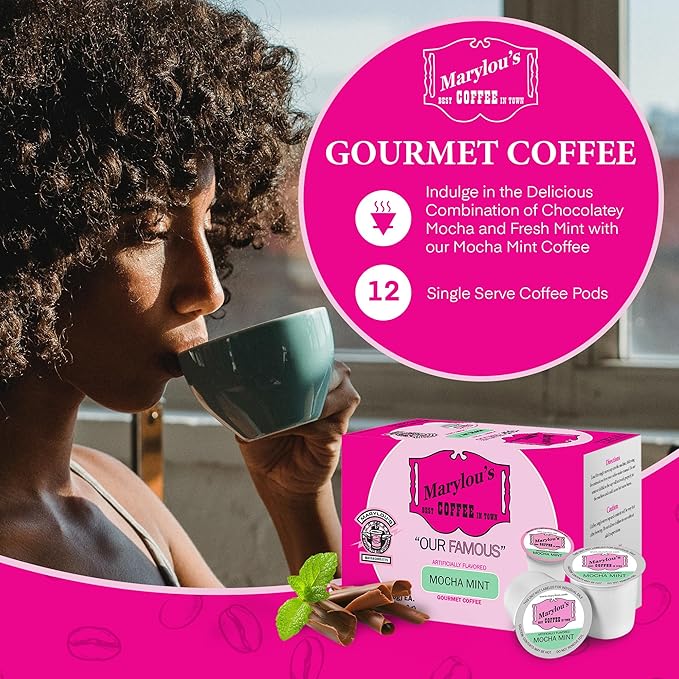 Marylou's Marylou’s Coffee – Mocha Mint Flavored Gourmet Coffee – Single Serve Coffee Pods, Compatible with Keurig Brewers – 12 Pods