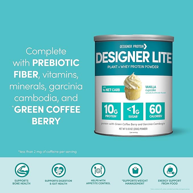 Designer Wellness, Designer Lite, Low Calorie Natural Protein, Prebiotic Fiber, Key Vitamins & Minerals, Vanilla Cupcake and Chocolate Cookies & Cream Bundle
