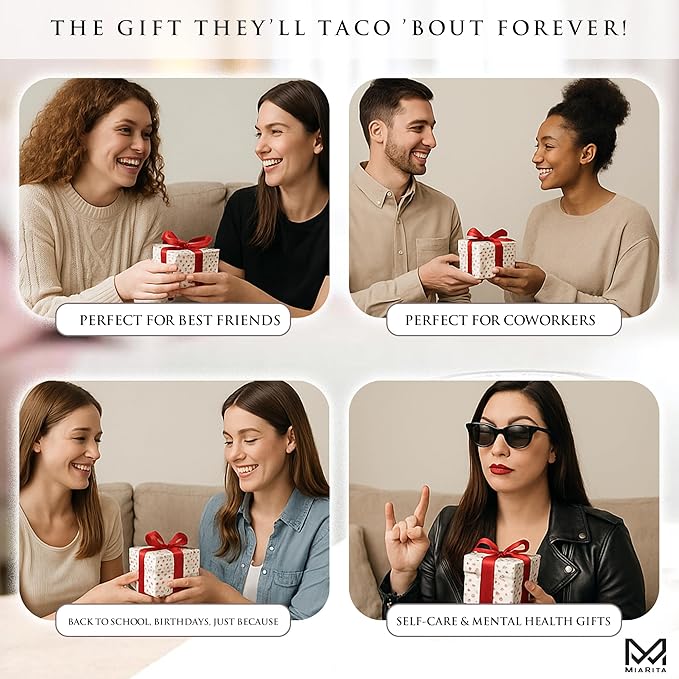 Positive Taco Jar - 60 Emotional Support Taco Affirmation Cards Xmas Stocking Stuffers Birthday Gift Christmas White Elephant Gifts for Women Men Teens Friends Coworkers Mom Sisters Teacher Gifts