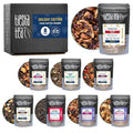 Tiesta Tea - Holiday Tea Sampler Dry Flight Set, Loose Leaf, High to No Caffeine Hot & Iced, Premium Brew Sample with Black, Herbal, Fruit & Hibiscus Blends, 8 Resealable Sample Pouches