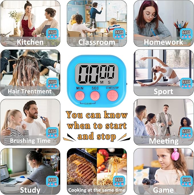 ZILLEEN Classroom Timer for Kids Teachers Digital Timers, Blue Green 6 Pack