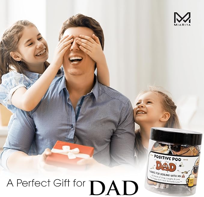 Positive Poo Gifts for Dad Jar – Funny for Dad, 60 Poop-Themed Affirmations, Christmas Gag Gifts for Dad, White Elephant Gift, Emotional Support Jar for Dads, Husbands & Bonus Dads