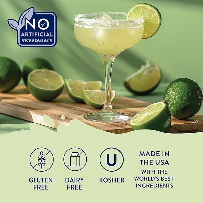 Jordan's Skinny Syrups Sugar Free Syrup, Naturally Sweetened Original Margarita Mix, 32 oz, Low Calorie Flavoring, Protein Shake, Cocktail & More, Gluten Free, Keto Friendly