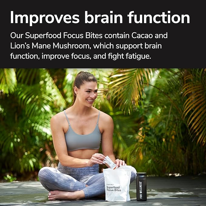 For Wellness Superfood Focus Bites (10 Count), Cocoa Espresso Brownie – Reduces Fatigue, Improves Digestion & Support Brain Function