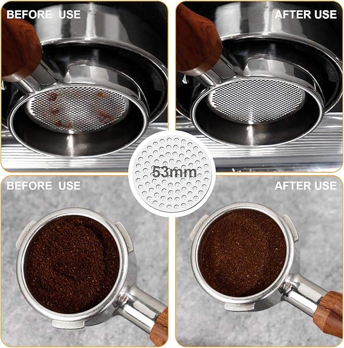 53mm Espresso Accessories Kit,Wdt Tool Espresso,Solid Espresso Tamper,Dosing Funnel and Coffee Puck Screen,Silicone Tamper Mat,0.4mm Stainless Steel 6pin Espresso Stirrer,Barista Tools Espresso Kit