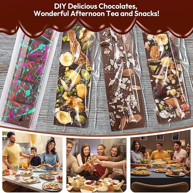 Chocolate Bar Mold, Food Grade Deep Large Silicone Chocolate Molds for Dubai Chocolate Bar Pistachio Chocolate Stuffed Bar Candy Knafeh Kit