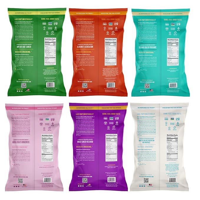 Live Love Pop Variety Pack Flavored Gourmet Popcorn (Pack of 6), Healthy Snack, Gluten Free, Vegan & Non-GMO, Mission Driven Munchies