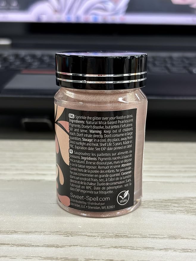 Sweet Spell Edible Glitter (15g) - Shimmer Sparkles for Drinks, Cakes, Cocktails - 100% Edible & Food Grade Glitter, Vegan, Gluten-Free (Rose Gold)